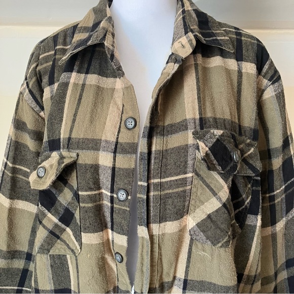 Men’s Club Room Green Plaid Fleece Lined Shirt Jacket size Large - Picture 2 of 6